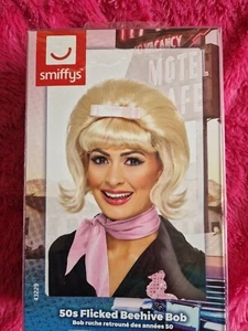 smiffys 50s flicked beehive bob blonde wig new - Picture 1 of 6