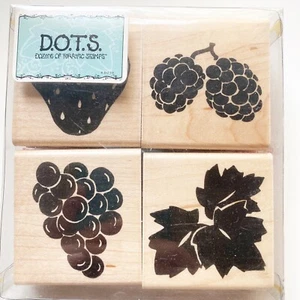 DOTS Rubber Stamps Set of 4 Fruit of the Vine Strawberries Grapes Raspberries - Picture 1 of 7