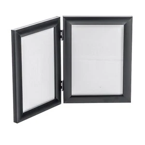Double Photo Frame Picture Frames Folding Standing Hinged Black 13x18cm Portrait - Picture 1 of 4