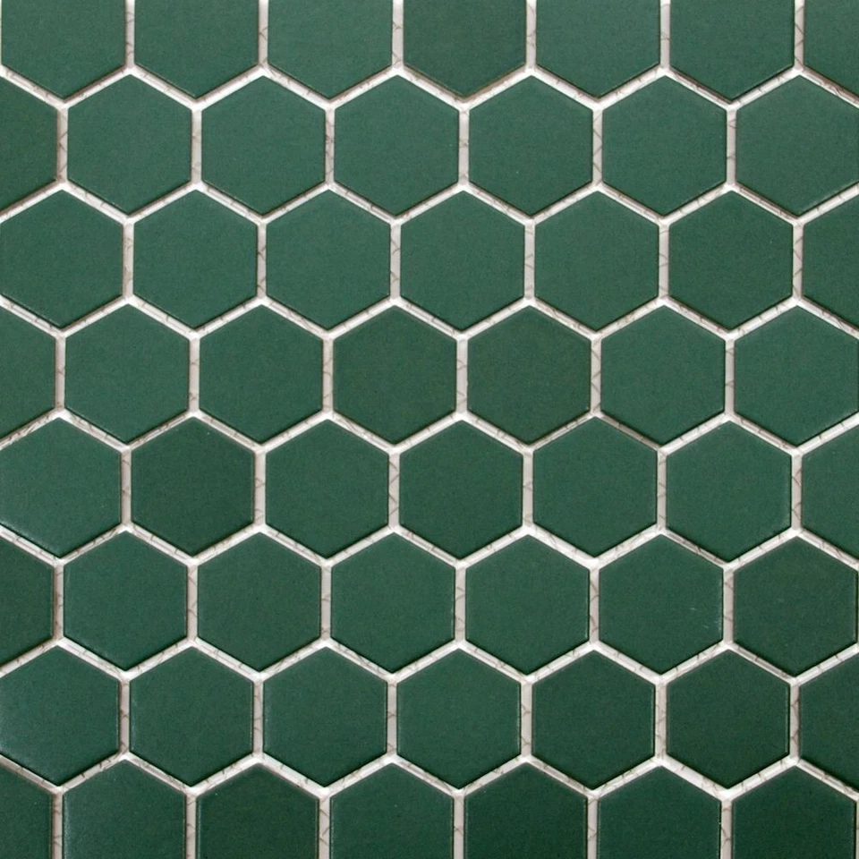 1.5" Hexagon Matte Green Porcelain Mosaic Wall And Floor Tile - Image 1 of 1