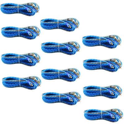AUDIOBANK 12 Pcs | 2 RCA to RCA Interconnect HiFi Audio Cable Male Connector Wire 17 Feet