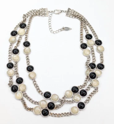 Collar ajustable Cold Water Creek remolino blanco y acrílico negro multihilo Foto 1 de 4