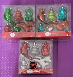 NEW Holiday Time 12 pcs Shatterproof Ornaments You Pick the Color You Like - Picture 1 of 22