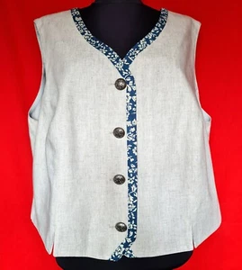 CHALECO SIN MANGAS OKTOBERFEST DIRNDL MEZCLA DE LINO TIROL VINTAGE PARA MUJER: US22/EU50 - Imagen 1 de 7