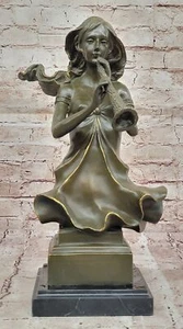 Escultura de bronce estatua de mujer trompetista busto para fanáticos de la música clásica - Imagen 1 de 10