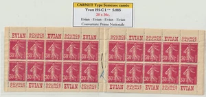 Frankreich MH Carnet Yv. 191-C1 ** Série 88s Couverture Prime Nationale EVIAN x4 - Bild 1 von 4