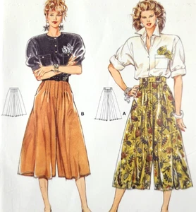 Vtg Uncut Burda 5145 Sew Pattern Pleated Pant Split Skirt Culottes Gauchos 8-18 - Picture 1 of 5