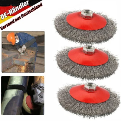 3x M14-Drahtbürste Winkelschleifer Gewellt Metall Kegelbürste 115mm Für Flex - Bild 1 von 4