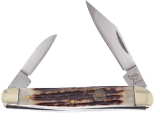 Hen & Rooster Pocket Knife Slip-Joint Brown Deer Stag Stainless 2 Blades 332DS - Picture 1 of 1