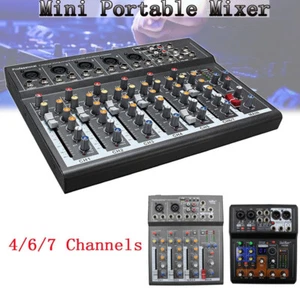 Professional 4/6/7 Channel Live Studio Audio Sound Mixer USB Mixing DJ Console - Picture 1 of 12