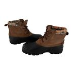 Boston Accent Leather Duck Boots Rain  Size 7 Weatherproof Brown Plaid Winter