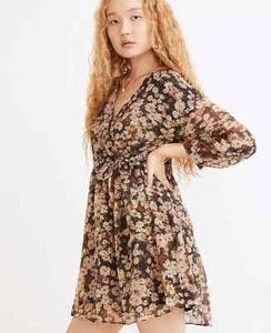 Mini Vestido Madewell con Cordón Envoltura Sintética en Daisy Reverie L NUEVO ND162 - Imagen 1 de 19
