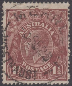 MERREDIN 1923 Western Australia postmark KGV Three halfpence brown WA W.A. post - Picture 1 of 2