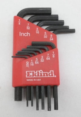 Eklind Hex Key Allen Wrench Set SAE Sizes .050 - 1/4 Set of 11 Pieces   JL - Image 1 of 4