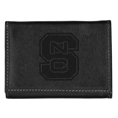 NCSU NC State Wolfpack Cartera de Cuero Triple Plegable Negra Triple Foto 1 de 4