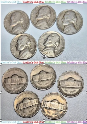 1942 P Jefferson PRE-WAR Nickels 5 Coin Lot, Circulated - Image 1 of 4