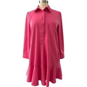 Tuckernuck Dress Women Medium Hot Pink Crepe Callahan Shirt Dress - Picture 1 of 22