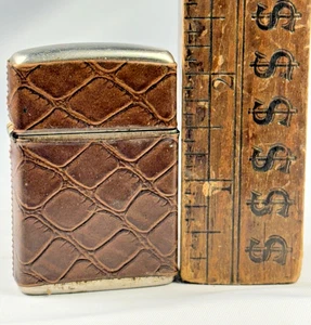 Vintage Champ Brown Leather Wrapped Lighter | Austria Cigarette Lighter VTG - Picture 1 of 6