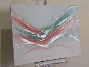 Quadro acrilico firmato Eve Turner astratto tecnica mista tela tesa 30x40 - Foto 1 di 19