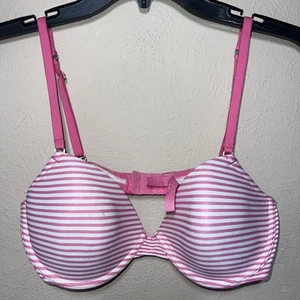 Pink By Victoria's Secret Pink Stripe 36C T-Shirt Lightly Lined Demi Bra VS - Picture 1 of 11