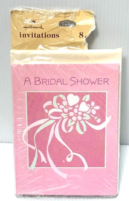 Paquete de 8 tarjetas de fiesta de boda vintage con sello de invitaciones de ducha nupcial NUEVO Foto 1 de 3