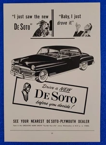 1950 DE COLECCIÓN DE SOTO PERSONALIZADO 4 PUERTAS SEDÁN ORIGINAL CLÁSICO ANUNCIO IMPRESO POR CHRYSLER - Imagen 1 de 1