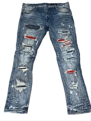 ¡NUEVO CON ETIQUETAS! Pantalones de mezclilla azules Smoke Rise para hombre 38x34 reales (38x32) ropa de calle de diseñador Foto 1 de 4