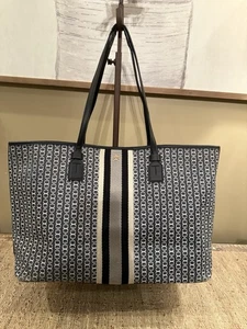 Tory Burch Gemini Link Tote Bag in Grey Black Coated - Picture 1 of 10