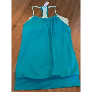 Tank Top ivivva double dutch teal blue 14 girls lululemon workout athletic - Picture 1 of 5