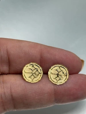 Aretes de oro amarillo de 10k ACERO SIN RESPALDO diseñador MA Foto 1 de 4