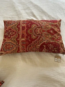 Pottery Barn Alice Red Paisley 16” X 26” Pillow Cover With Down Insert. NWT. - Picture 1 of 15