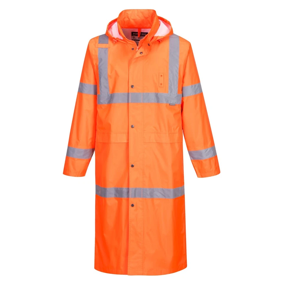 Portwest UH445 Mens Waterproof Raincoat Hi Vis Reflective Lightweight 48" Jacket - Image 1 of 4