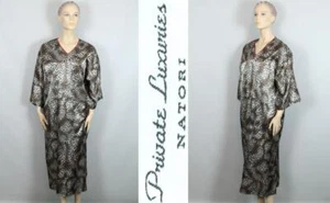 Private Luxuries NATORI Exotic Satin Lingerie Kimono Robe Caftan House Dress M - Picture 1 of 12