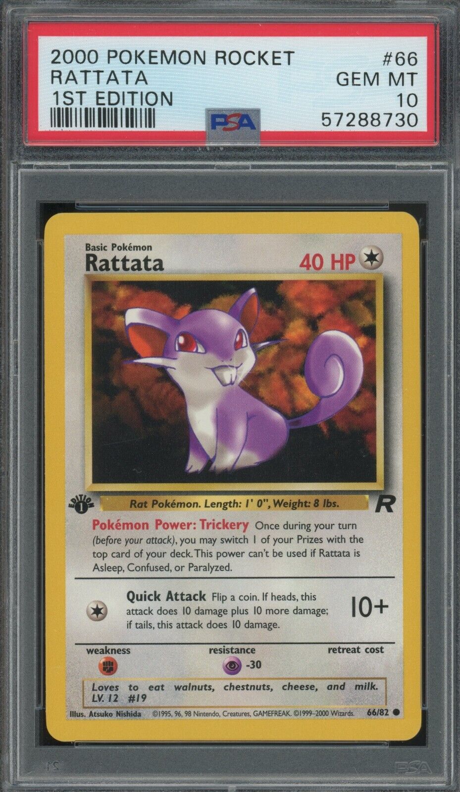 Pokemon Rattata Team Rocket 1st Edition #66 PSA 10 Gem Mint