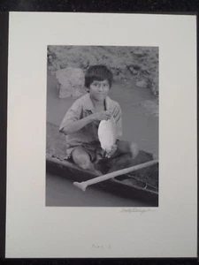 Amazon River Peru Jungle Yaqua Tribe Silver Gelatin Photo #3 Boy & Fish - Picture 1 of 2