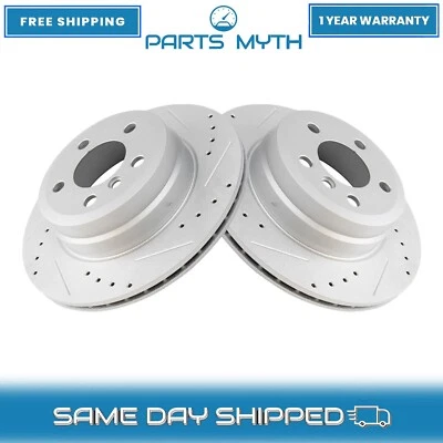 NOVO Conjunto de Rotor de Freio Revestido com Entalhe Perfurado Desempenho Traseiro Para 2007-2019 BMW X5 - Imagem 1 de 4