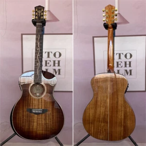 ZUWEI Cutaway Full KOA Handmade 6 String Acoustic Electric Guitar with Armrest - Picture 1 of 9