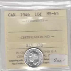 1946 Canada Ten Cent - ICCS MS-65 - XLV-338 - Picture 1 of 2