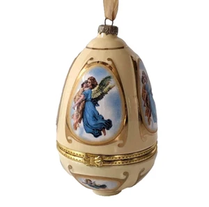 Mr Christmas Musical Egg Ornament Music Box Porcelain Angel Valerie Parr Hill - Picture 1 of 7