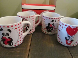 Heart & Panda Coffee Cup Mug 12 Oz.  Set-4 Grant Howard w/ Box - Picture 1 of 6