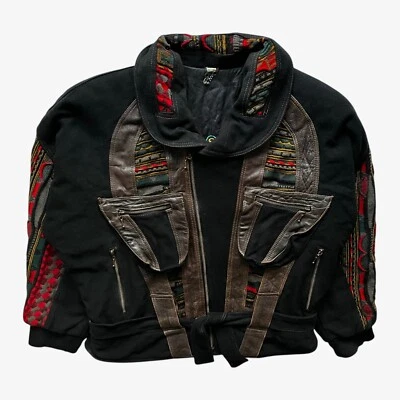 Vintage 90s Men's Roger Springfields Textured Jacket With Leather Trim, Coogi - Image 1 of 4