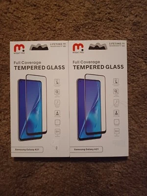 2 Mybat Pro Samsung Galaxy A21 Screen Protectors Tempered Glass Full Coverage 9H - Image 1 of 4