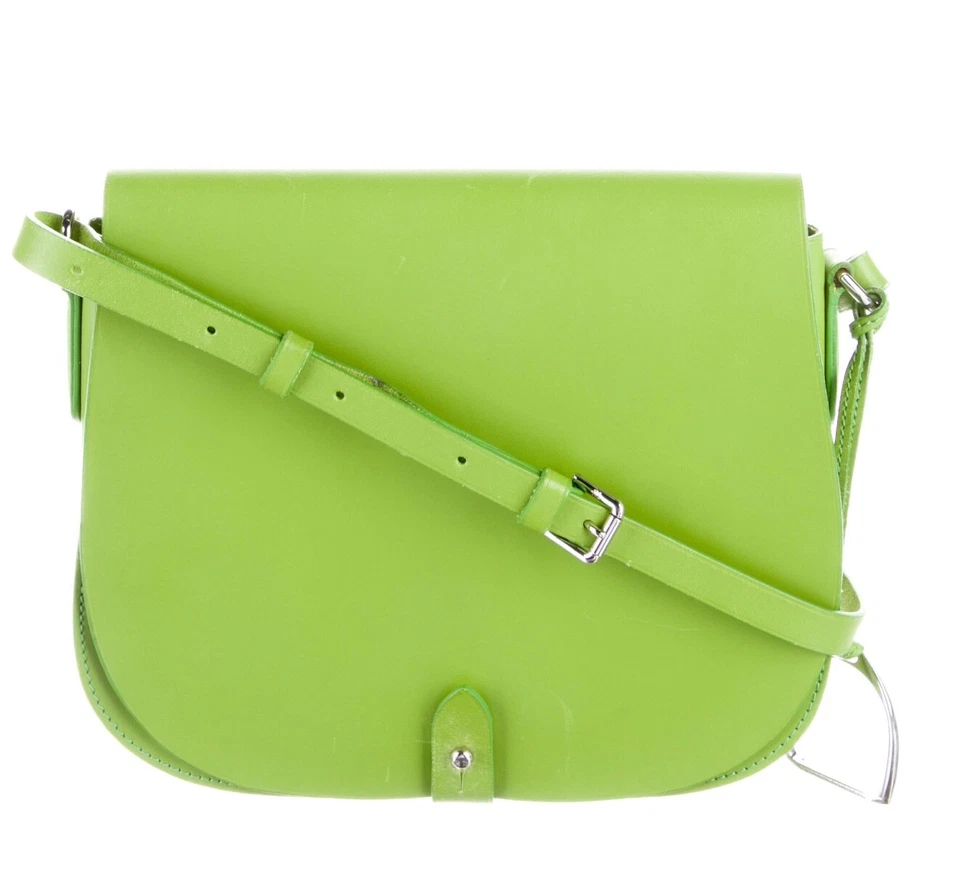 Ralph Lauren Bandolera de Hombro Neón Riviera Verde Sillín Bolso de Mano Cuero Foto 1 de 4