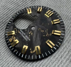Dial Maker - Quadrante nero in carbonio forgiato con foglia oro per Seiko mod NH38 - Foto 1 di 4