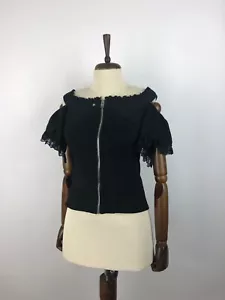 Diesel Cold Shoulder Full Zip Top Women Size S Black - Picture 1 of 14