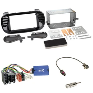 ALPINE Radio Lenkradadapter+Doppel-DIN Blende schwarz für Fiat 500 (312) ab07-15 - Picture 1 of 2