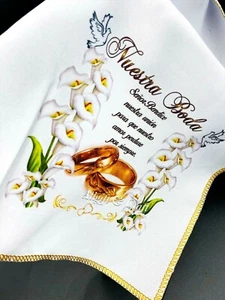 12 RECUERDOS PARA BODA WEDDING FAVORS SERVILLETAS NAPKINS TABLE DECORATIONS - Picture 1 of 4