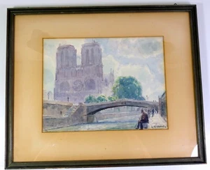 Aquarelle XX° VUE DE STRASBOURG signée Gustave Muller Valentin, cadre sous verre - Picture 1 of 15