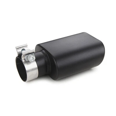 Black Square Exhaust Tip 2.5" Inlet Rectangle 3"x 5.5" Outlet 9.5" Long Clamp on - Image 1 of 4
