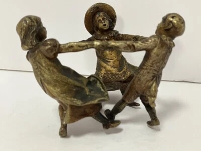 维也纳青铜分组 签名伯格曼。 三个孩子。 奥地利古董 — 第 1/4 张图片